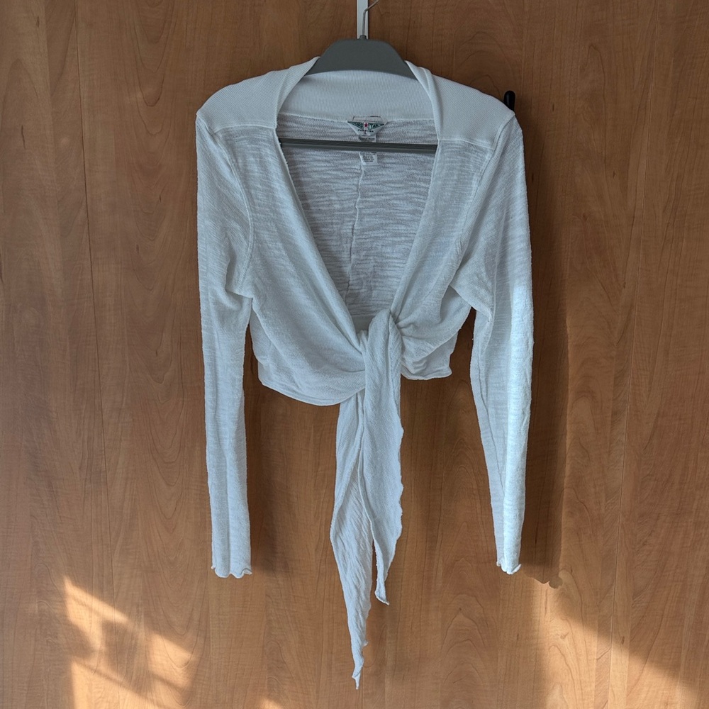 Hard Tail White Tie-Front Sweater